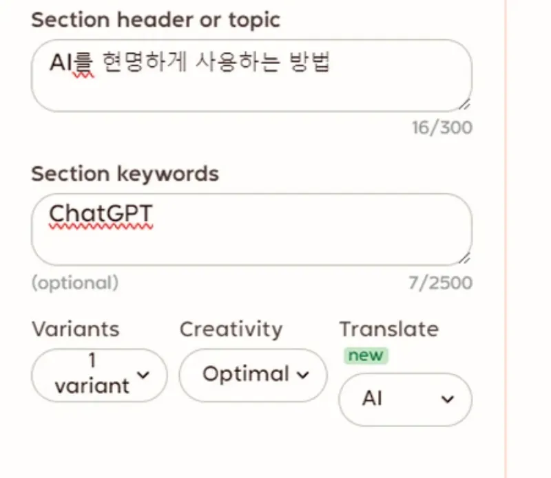 글쓰기 작성 AI Rytr 사용법-2-1
