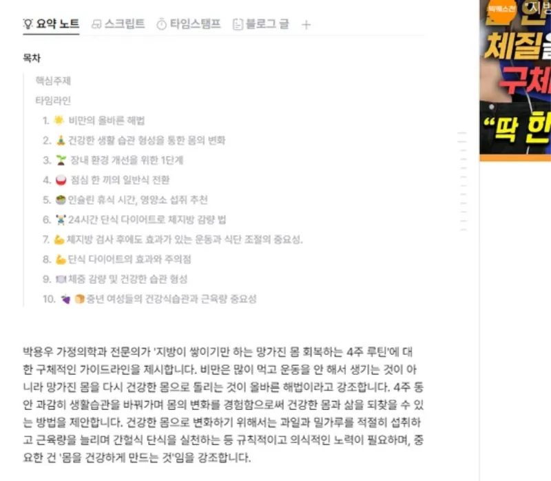 영상 및 기사 요약 Lilys AI 사용 방법-2