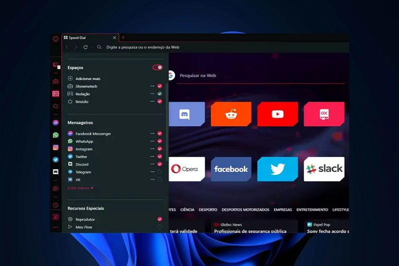 opera gx 사이드바 연동