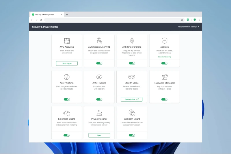 AVG Secure Browser 광고 차단기
