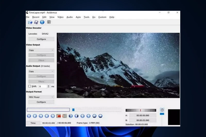 Avidemux 간편한 구간 자르기