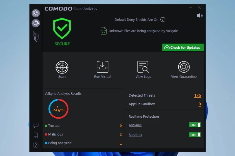 Comodo antivirus 높은 성능의 방화벽