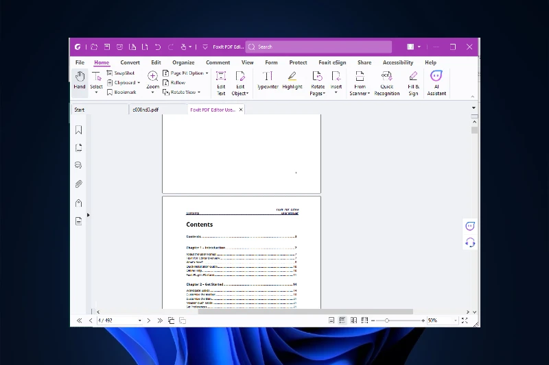 Foxit PDF Editor 문서 비교