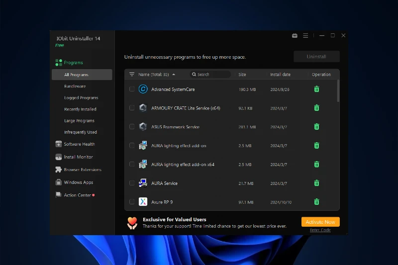 IObit Uninstaller 강제 제거 및 잔여 파일 정리