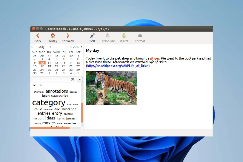 RedNotebook 날짜 기반의 자동 정리