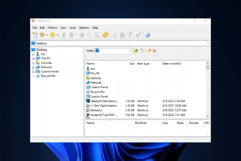 TUGZip Windows 탐색기 통합