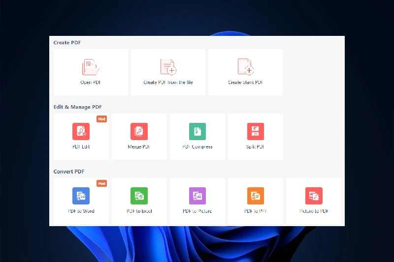 WPS Office 내장 PDF 도구 제공