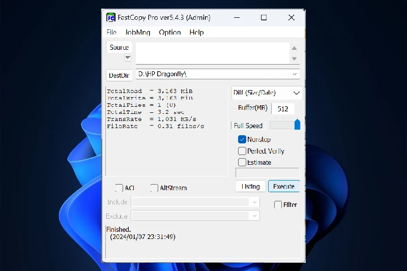 FastCopy 복사 파일 무결성 검증