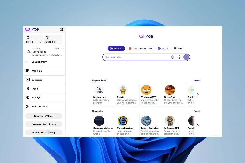Poe AI 최신 AI 모델 통합
