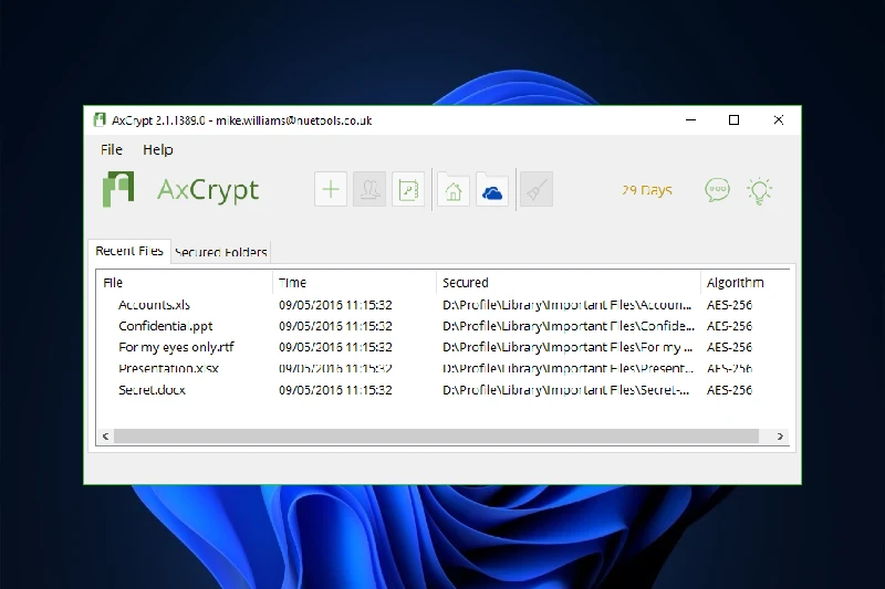 AxCrypt 자동 암호화 및 해제
