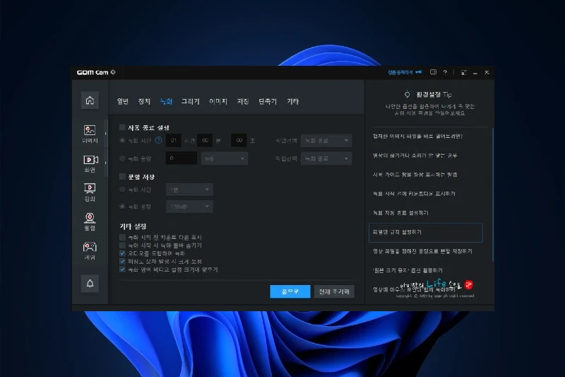 곰캠 안정적인 외부 장치 녹화