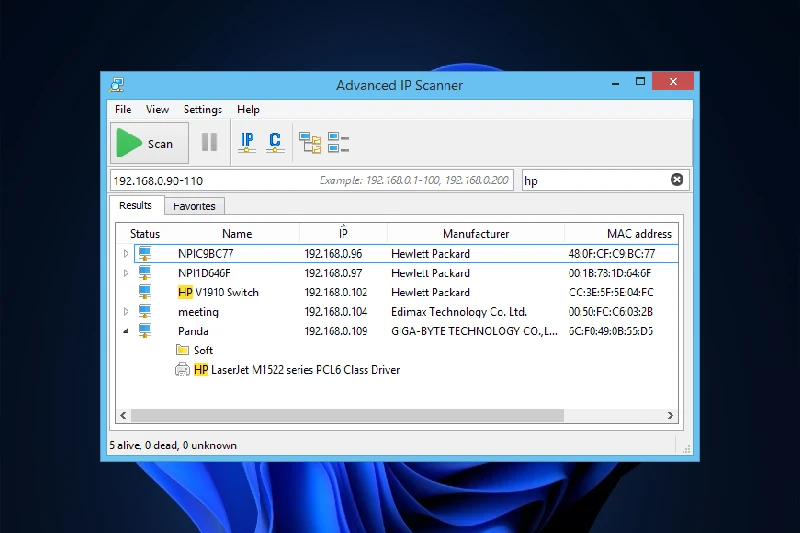 Advanced IP Scanner Wake-on-LAN 지원