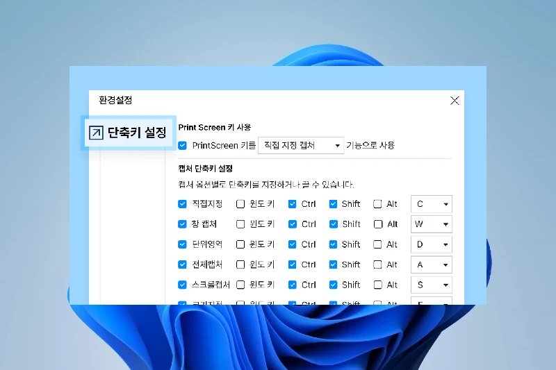 알캡쳐 전용 단축키 지원