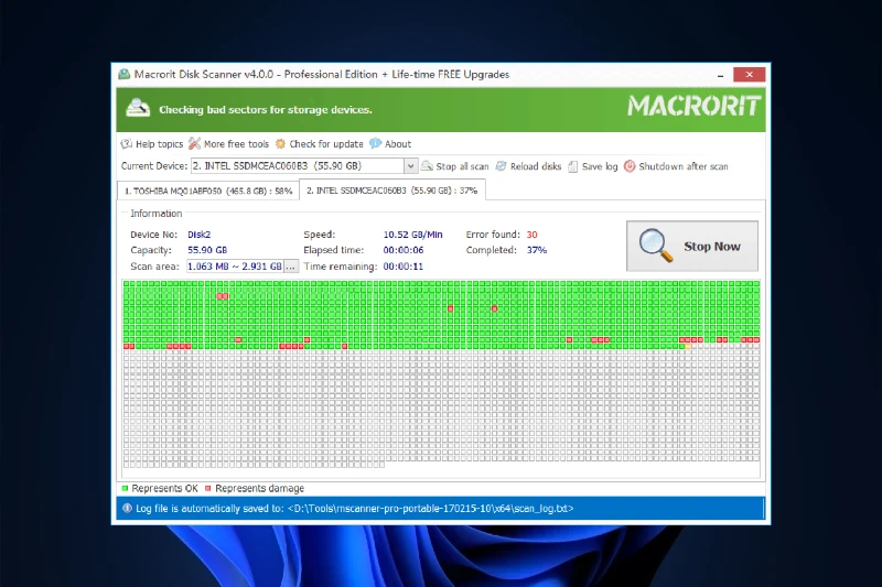 Macrorit Disk Scanner 빠른 배드섹터 스캔