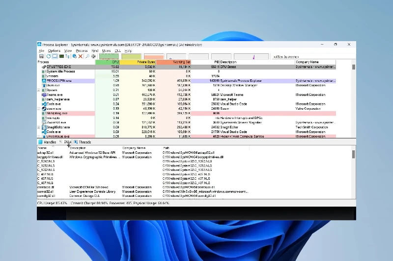 Process Explorer 실시간 프로세스 모니터링