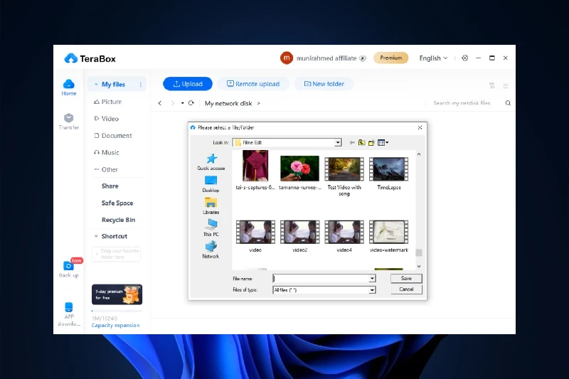 테라박스 최대 20GB 대용량 파일 업로드
