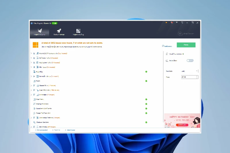 Wise Registry Cleaner 레지스트리 오류 검사 및 수정
