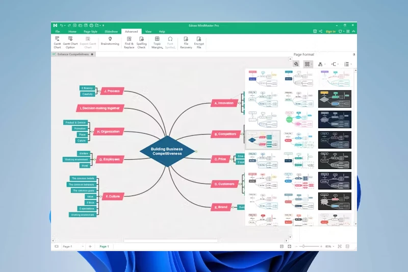 이드로우마인드 다양한 마인드맵 템플릿 제공
