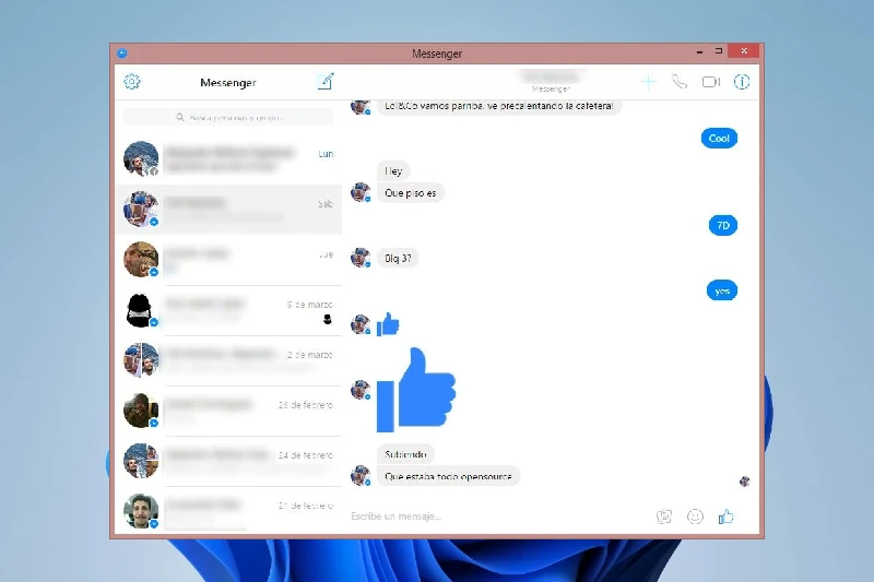 페이스북 메신저 실시간 텍스트 채팅