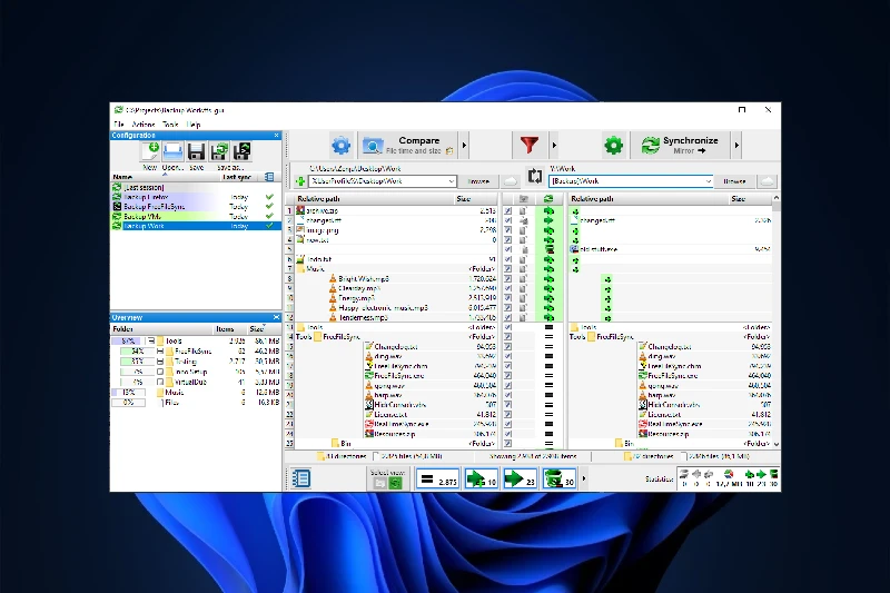 FreeFileSync 양방향 및 미러 동기화 지원