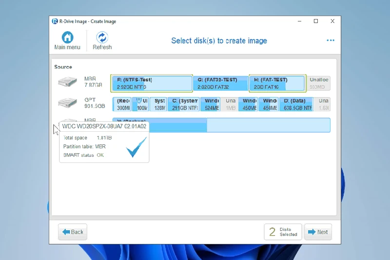 R-Drive Image 롤백 가능한 지정 백업