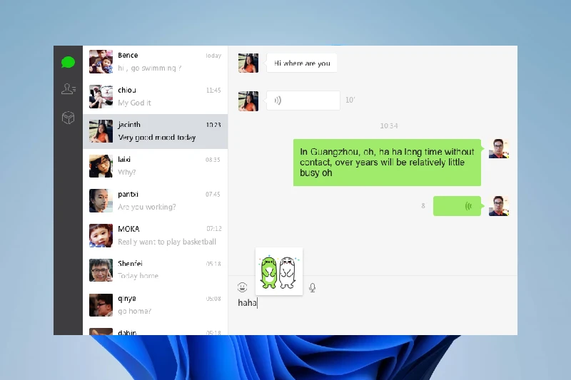 위챗 다양한 유형의 실시간 채팅