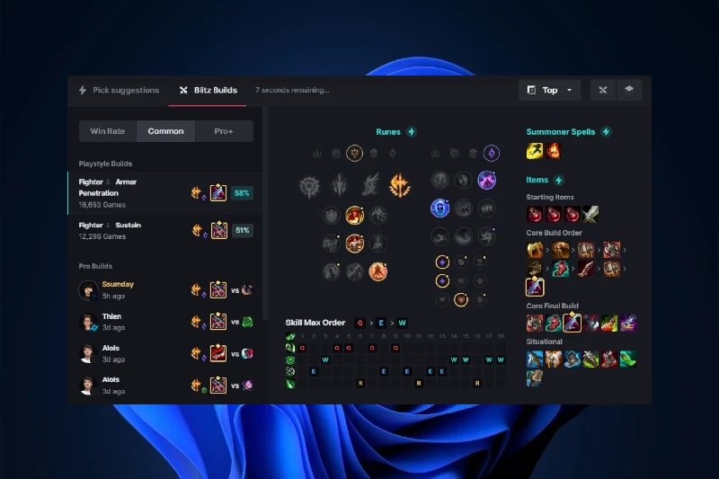 블리츠.GG 자동 룬 설정 및 빌드 가이드