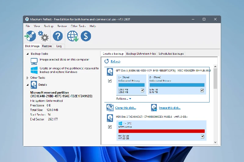Macrium Reflect Free 복구 미디어 제작