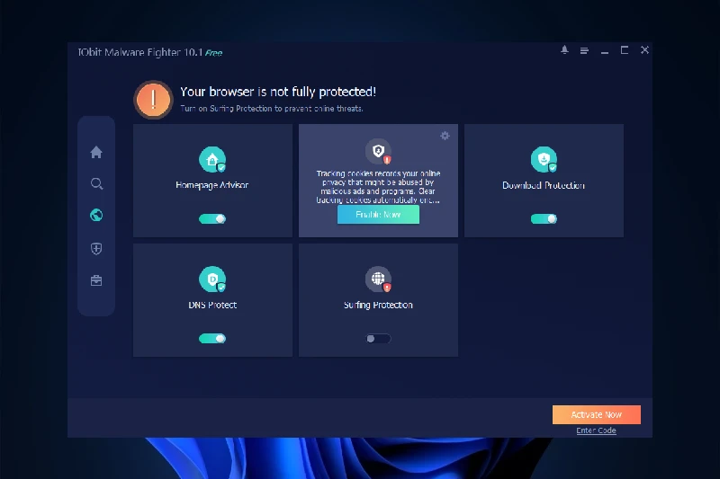 멀웨어 파이터 브라우저 추적 방지 및 웹 보호