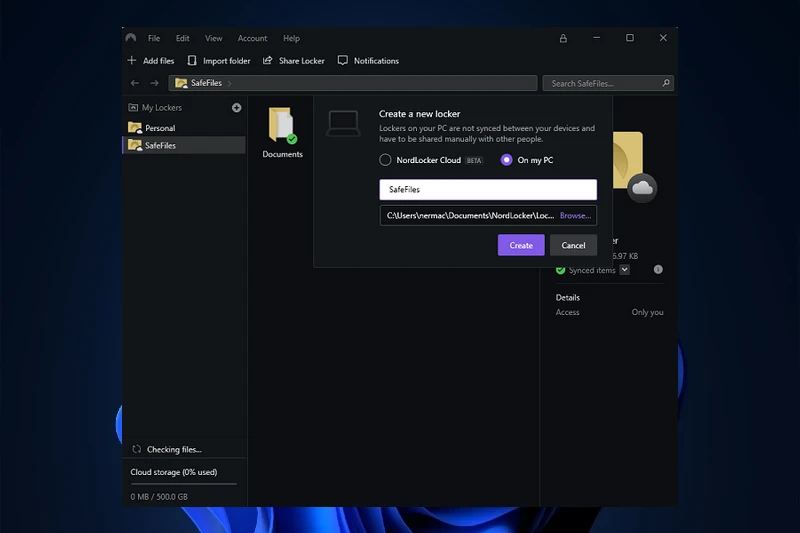 NordLocker 로컬 및 클라우드 파일 암호화