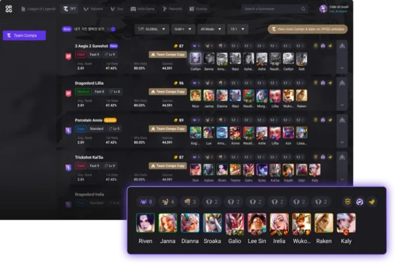 OP.GG 데스크탑 상세 매치 분석