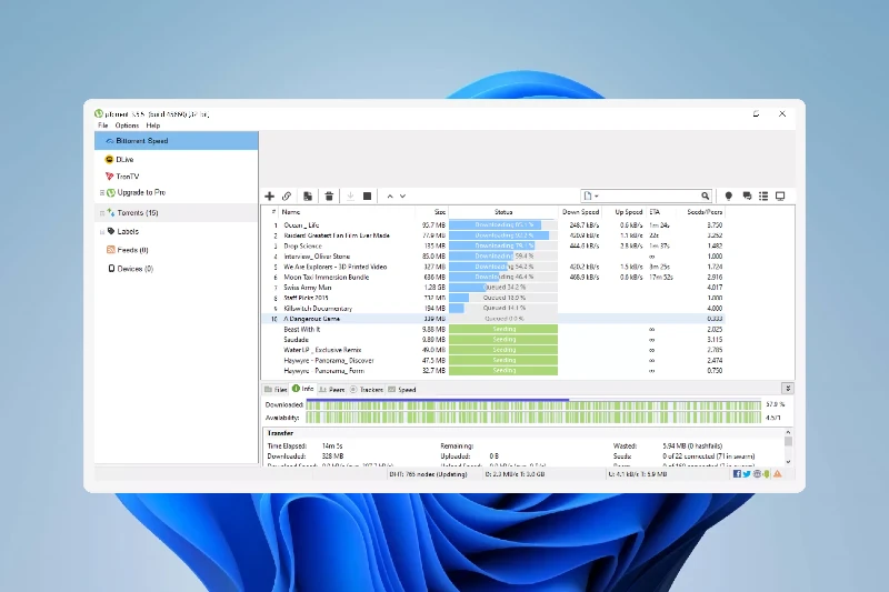 유토렌트 가벼운 설치 파일과 빠른 실행 속도