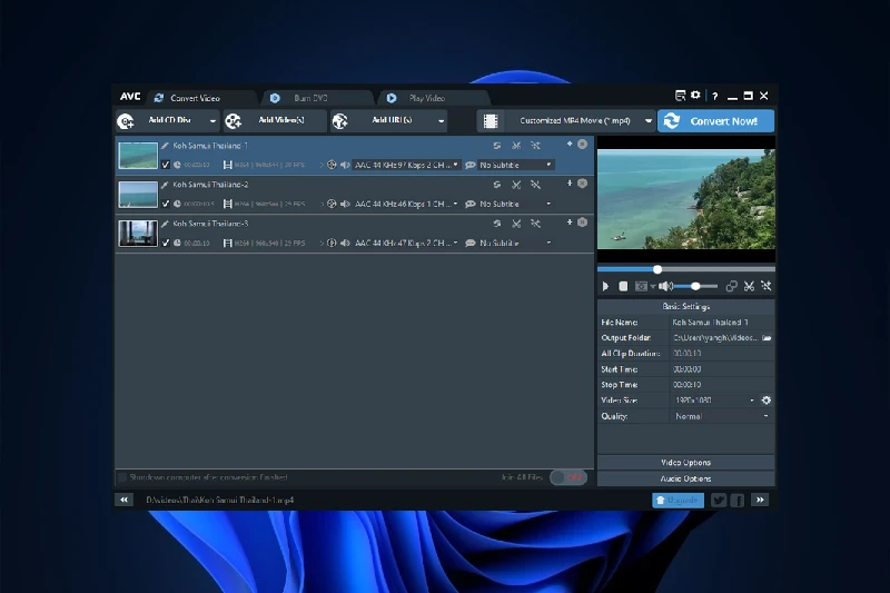 Any Video Converter 기본 영상 편집 기능 제공