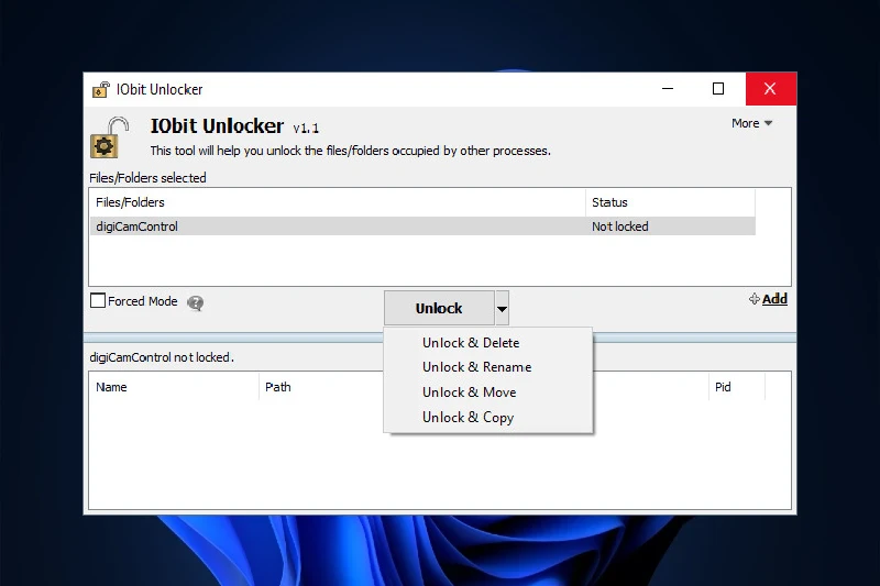 IObit Unlocker 잠긴 파일 및 폴더 강제 해제