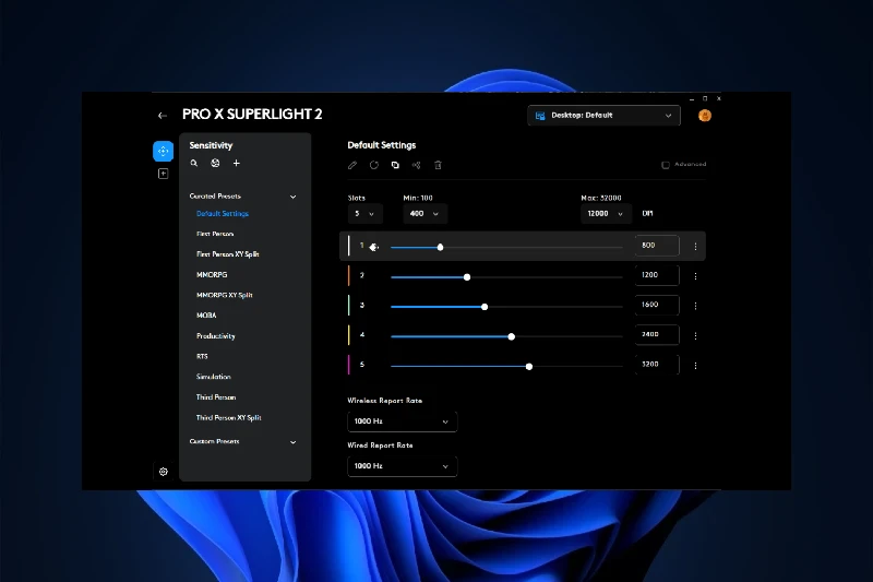 로지텍 G HUB 프로필 기반 장치 관리