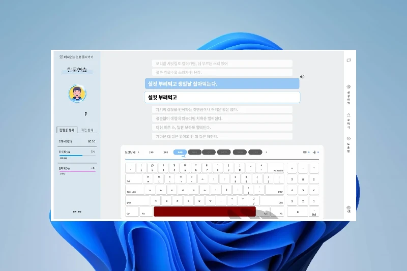 한컴타자연습 실사용 단어 및 문장 연습