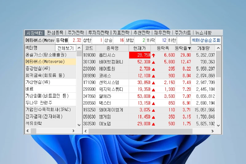 나무증권 HTS 실시간 테마 및 이슈 트래킹