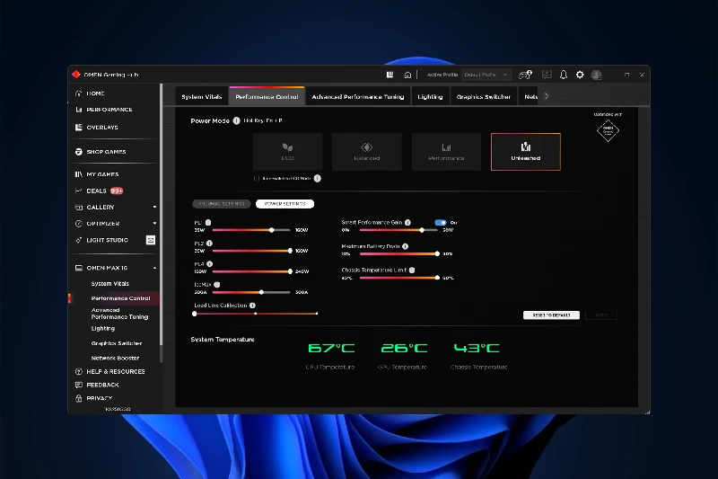 오멘 게이밍 허브 시스템 모니터링 대시보드