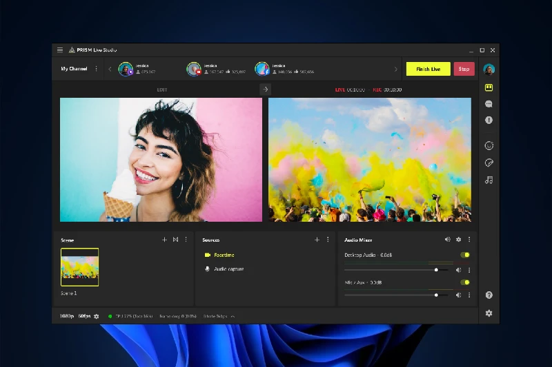 프리즘 라이브 스튜디오 멀티 방송 소스 관리