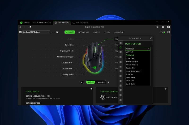 레이저 시냅스 4 크로마 RGB 조명 통합 제어