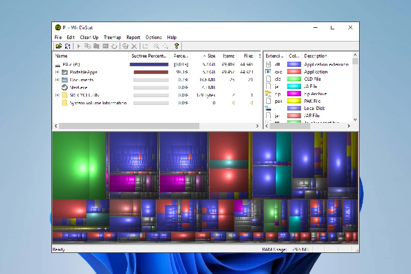 WinDirStat 디스크 용량 트리맵 시각화