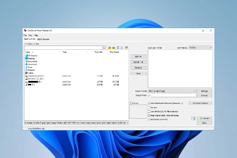FastStone Photo Resizer 작업 미리보기 및 빠른 수정