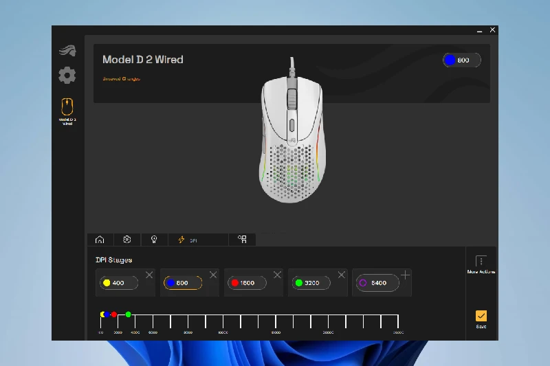 글로리어스 소프트웨어 DPI 및 성능 설정