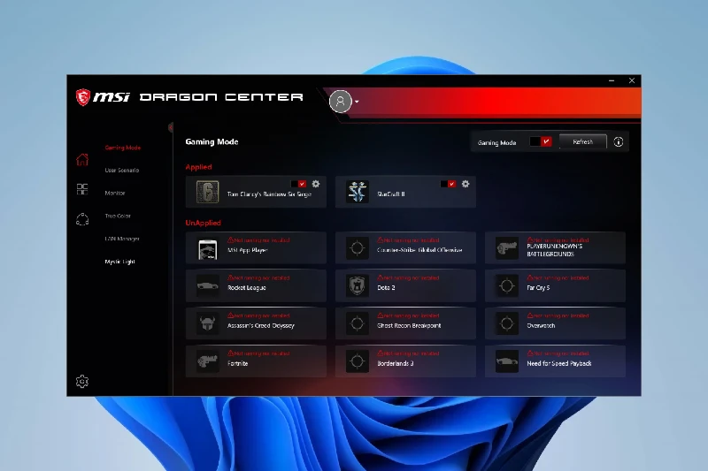 MSI Center 시스템 성능 모니터링