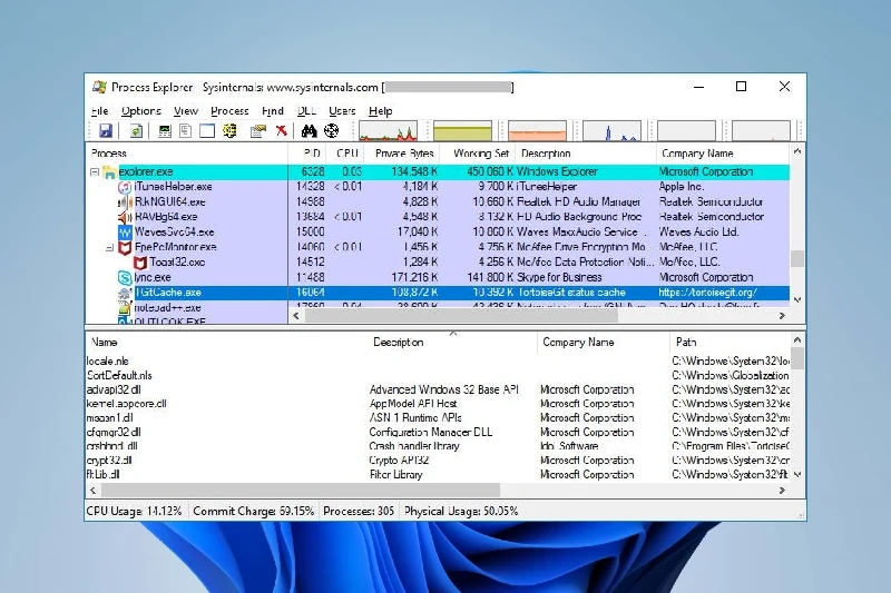 Process Explorer 프로세스 계층 구조 보기
