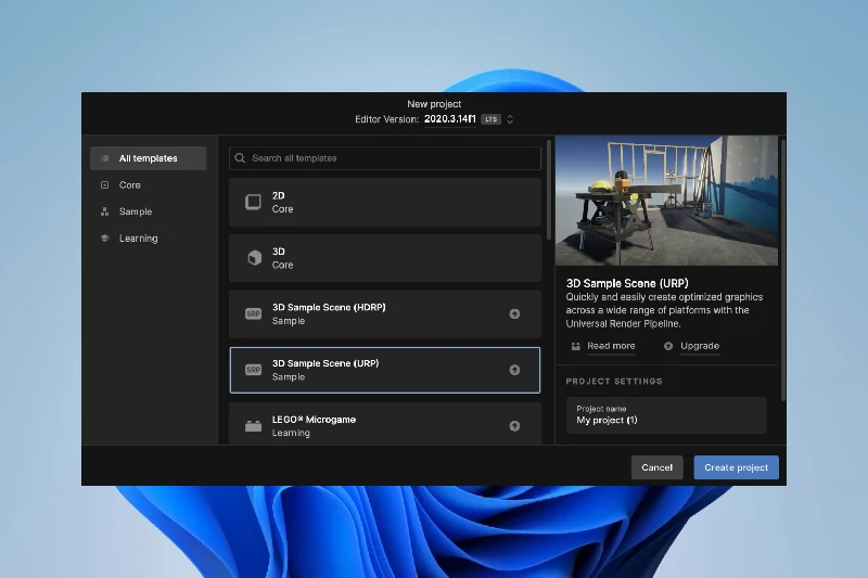 Unity Hub 프로젝트 생성 및 관리