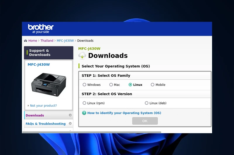 브라더 프린터 드라이버 모델 선택 및 드라이버 설치