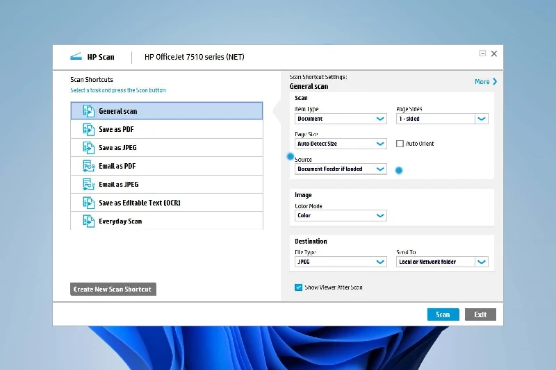 HP 스캐너 드라이버 다양한 형식 스캔본 저장