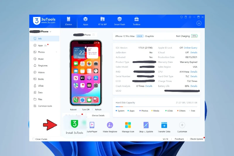 3uTools 파일 관리 및 전송