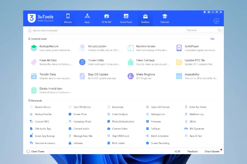 3uTools 시스템 성능 관리